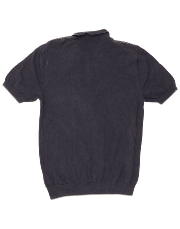 Marks & Spencer Mens Tailored Fit Polo Neck Jumper Sweater Medium Navy Blue