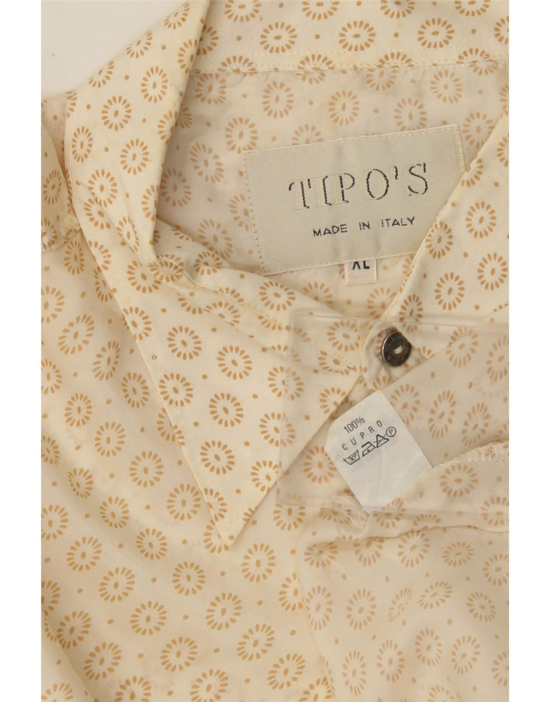 TIPO' S Mens Shirt XL Off White Floral Cupro