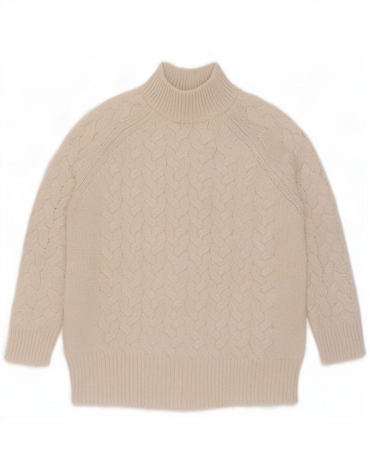 Marks & Spencer Womens Turtle Neck Jumper Sweater UK 16 Large Beige Acrylic