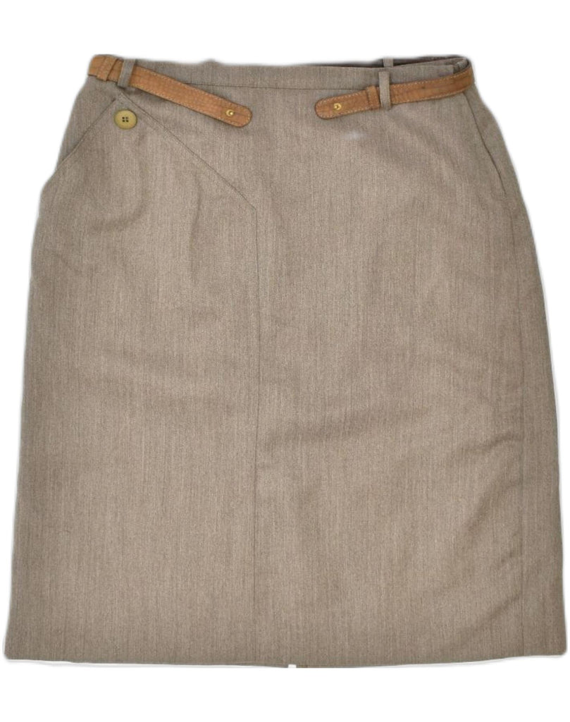 VINTAGE Womens Pencil Skirt IT 44 Medium W28 Brown Wool | Vintage | Thrift | Second-Hand | Used Clothing | Messina Hembry 