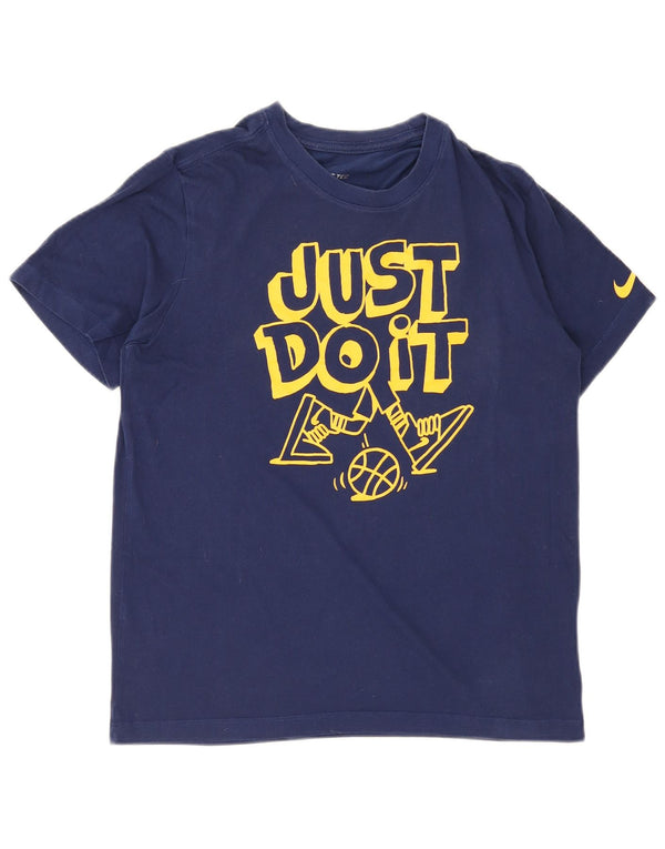 Nike Mens Graphic T-Shirt Top Medium Navy Blue Cotton