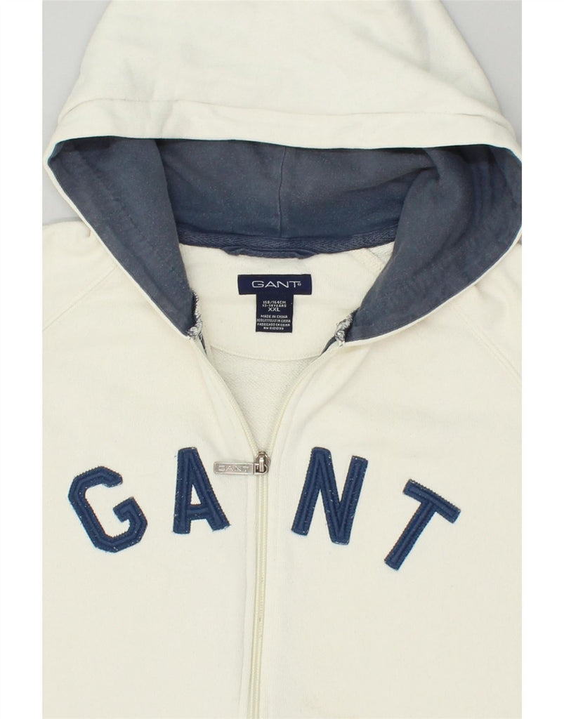 GANT Boys Graphic Zip Hoodie Sweater 13-14 Years 2XL Off White Cotton | Vintage Gant | Thrift | Second-Hand Gant | Used Clothing | Messina Hembry 