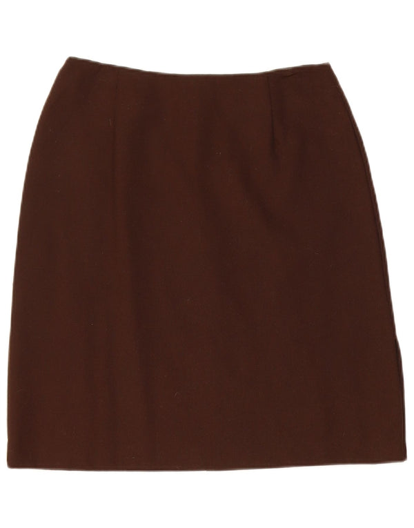 Benetton Womens Pencil Skirt IT 42 Medium W26 Brown Virgin Wool