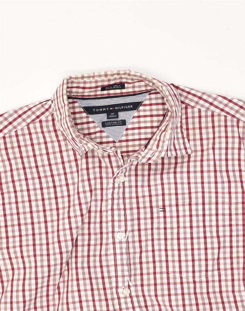 TOMMY HILFIGER Mens Custom Fit Shirt Small Red Check Cotton | Vintage Tommy Hilfiger | Thrift | Second-Hand Tommy Hilfiger | Used Clothing | Messina Hembry 