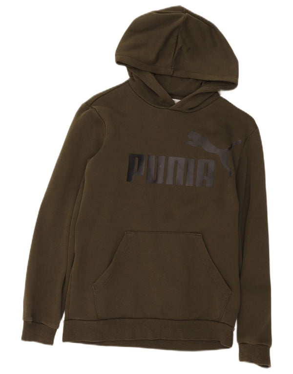 Puma Boys Graphic Hoodie Jumper 13-14 Years Green Cotton