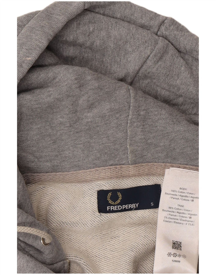 Fred Perry Mens Zip Hoodie Sweater Small Grey Cotton