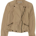 Zara Womens Bomber Jacket UK 12 Medium Beige Cotton