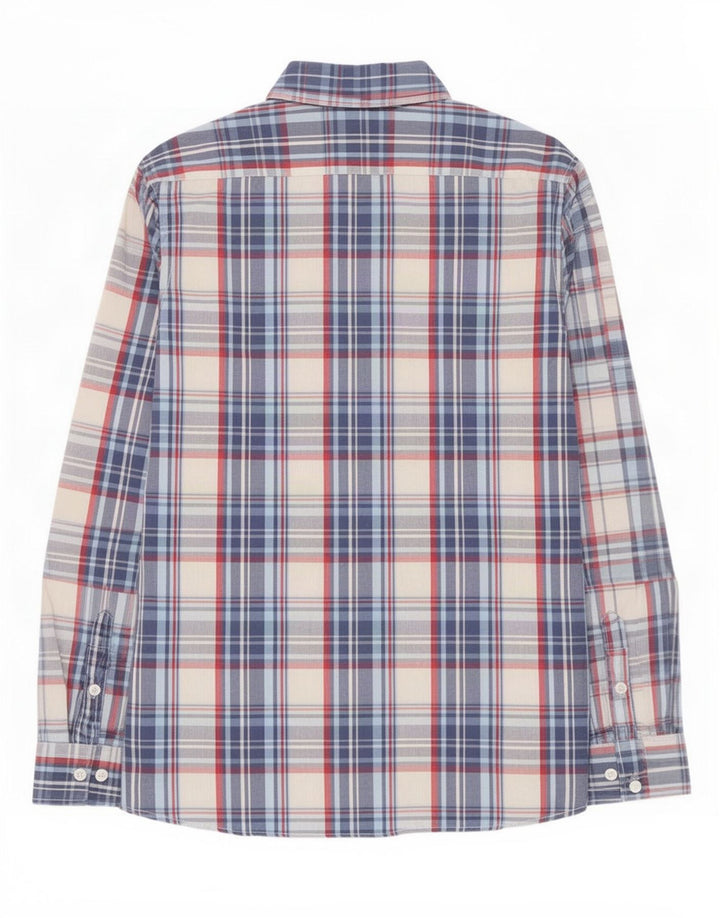 Benetton Mens Shirt Medium Blue Check Cotton