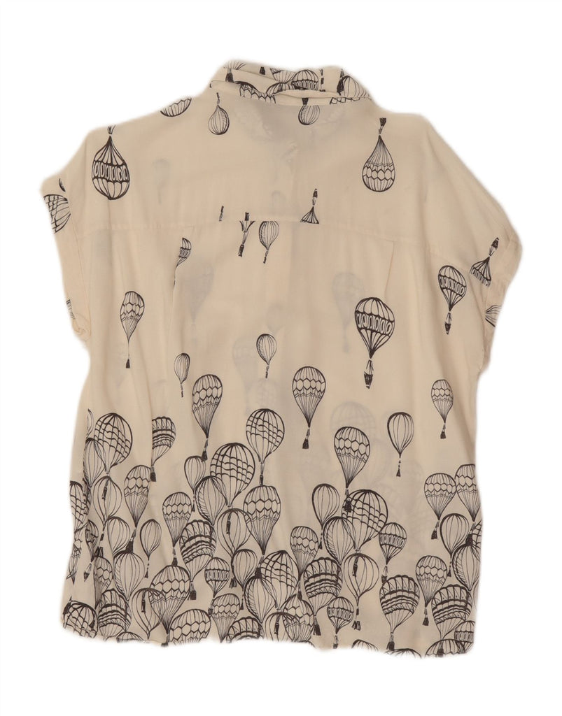 ZARA Womens Abstract Pattern Short Sleeve Shirt Blouse UK 16 Large White Vintage Zara and Second-Hand Zara from Messina Hembry 