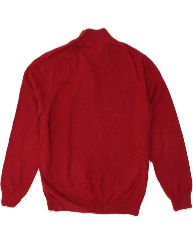 MASSIMO DUTTI Mens Zip Neck Jumper Sweater UK 42 XL Red Cotton | Vintage Massimo Dutti | Thrift | Second-Hand Massimo Dutti | Used Clothing | Messina Hembry 