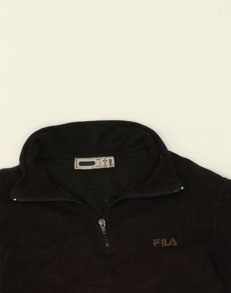 FILA Mens Zip Neck Fleece Jumper IT 46 Small Black Polyester | Vintage Fila | Thrift | Second-Hand Fila | Used Clothing | Messina Hembry 