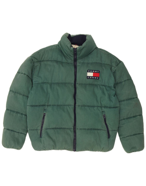 Tommy Hilfiger Mens Padded Jacket UK 38 Medium Green Cotton