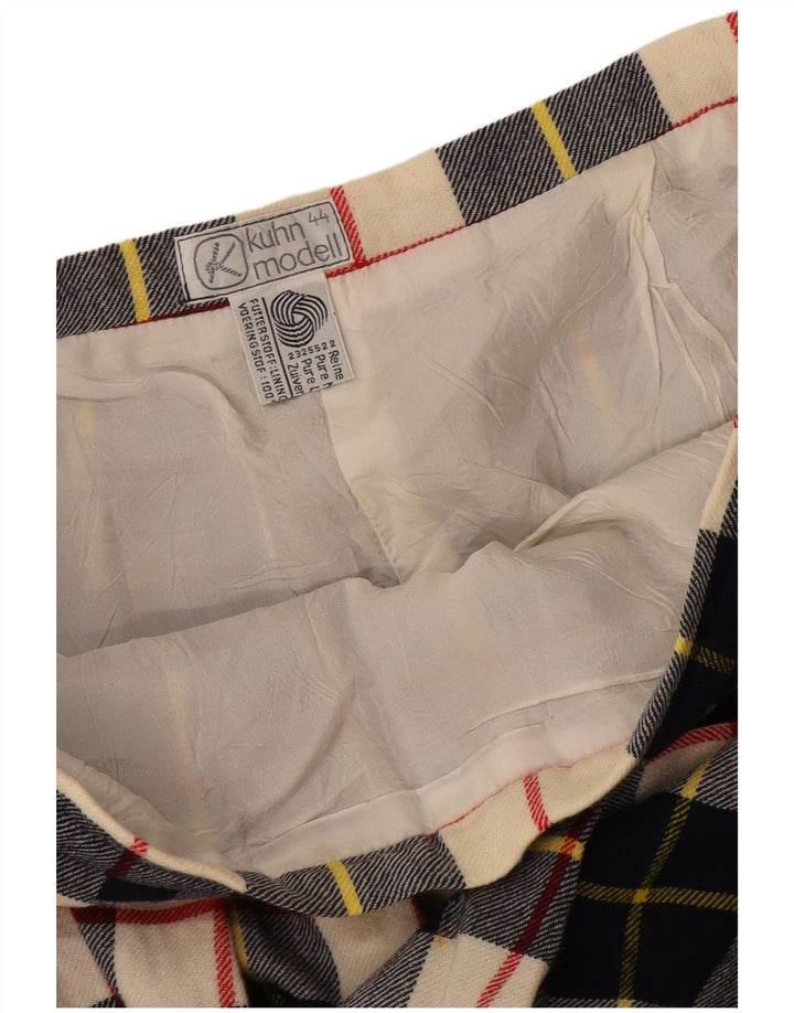 Kuhn Womens Pleated Skirt IT 44 Medium W30 Navy Blue Check Wool