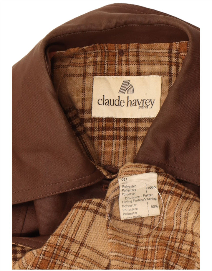 Claude Havrey Womens Trench Coat UK 14 Large Brown Polyester