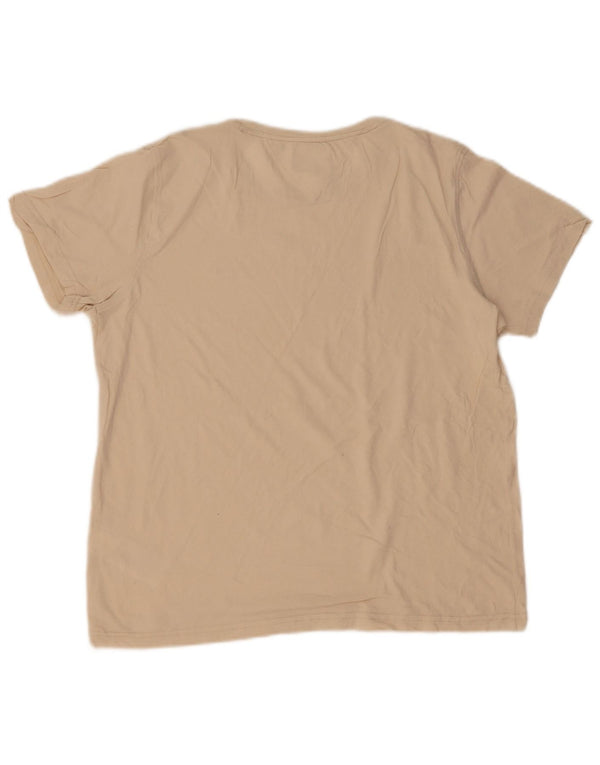 Tommy Hilfiger Womens T-Shirt Top UK 14 Medium Beige Cotton