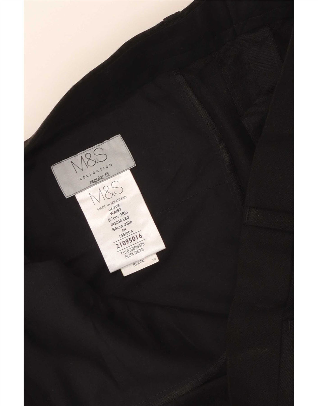 Marks & Spencer Mens Regular Fit Suit Trousers W38 L33 Black Polyester
