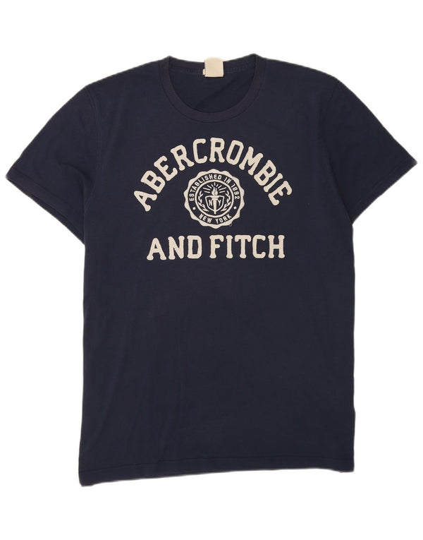 Abercrombie & Fitch Mens Muscle Graphic T-Shirt Top 2XL Navy Blue Cotton