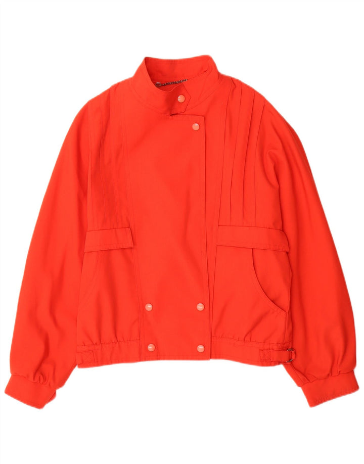 Vintage Womens Double Breasted Bomber Jacket UK 12 Medium Red Polyester