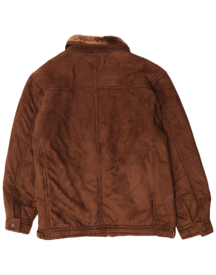 Vintage Womens Sherpa Jacket UK 22 3XL Brown Acrylic