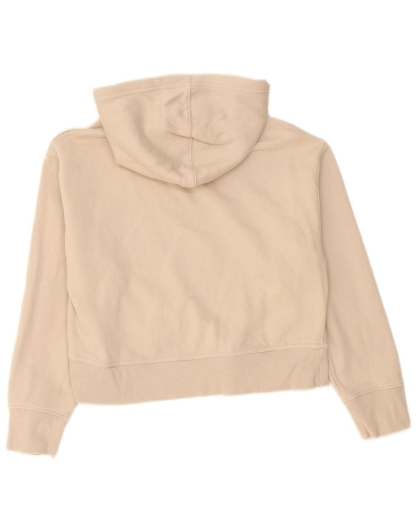Zara Womens Crop Oversized Hoodie Jumper UK 10 Small Beige Cotton