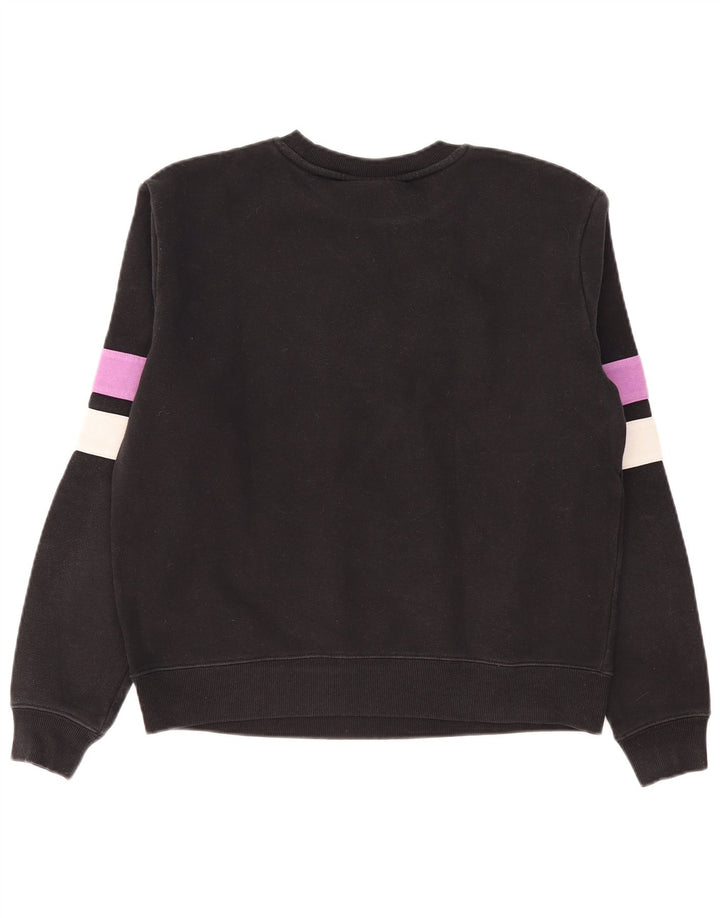 Fila Womens Graphic Sweatshirt Jumper UK 16 Large Black Colourblock
