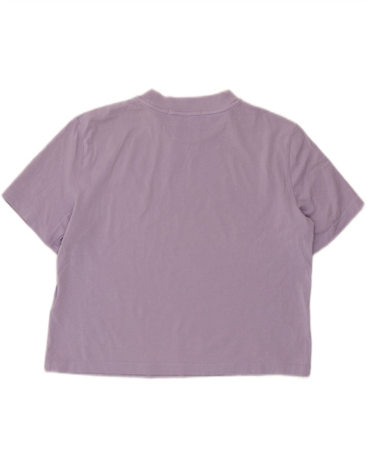 CALVIN KLEIN JEANS Womens Crop T-Shirt Top UK 10 Small Purple Cotton
