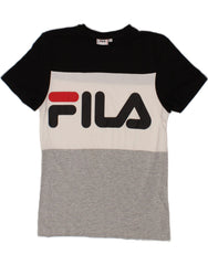 FILA Mens Graphic T-Shirt Top XS Grey Colourblock Cotton