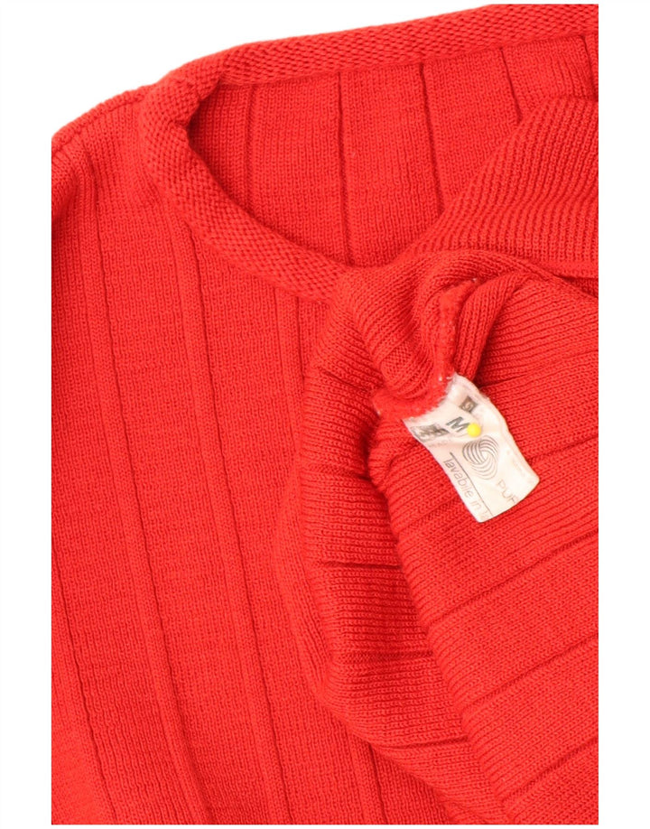 Vintage Womens Oversized Crew Neck Jumper Sweater UK 14 Medium Red Striped