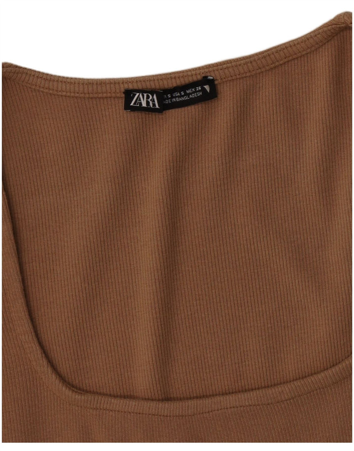 Zara Womens Bodycon Dress UK 8 Small Brown