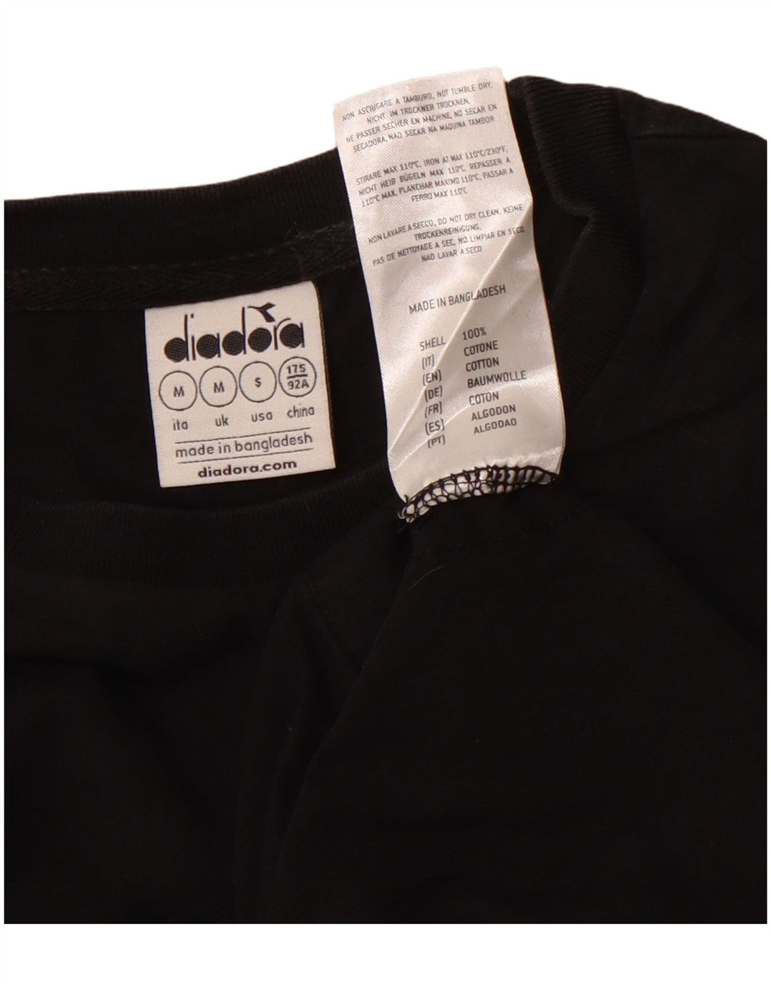 Diadora Mens Graphic T-Shirt Top Medium Black Cotton