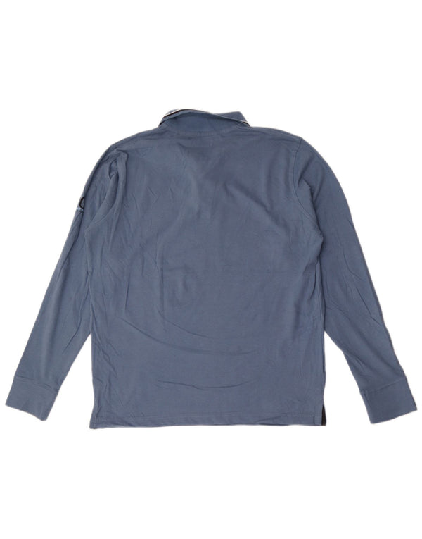 Coveri Mens Long Sleeve Polo Shirt Large Blue Cotton