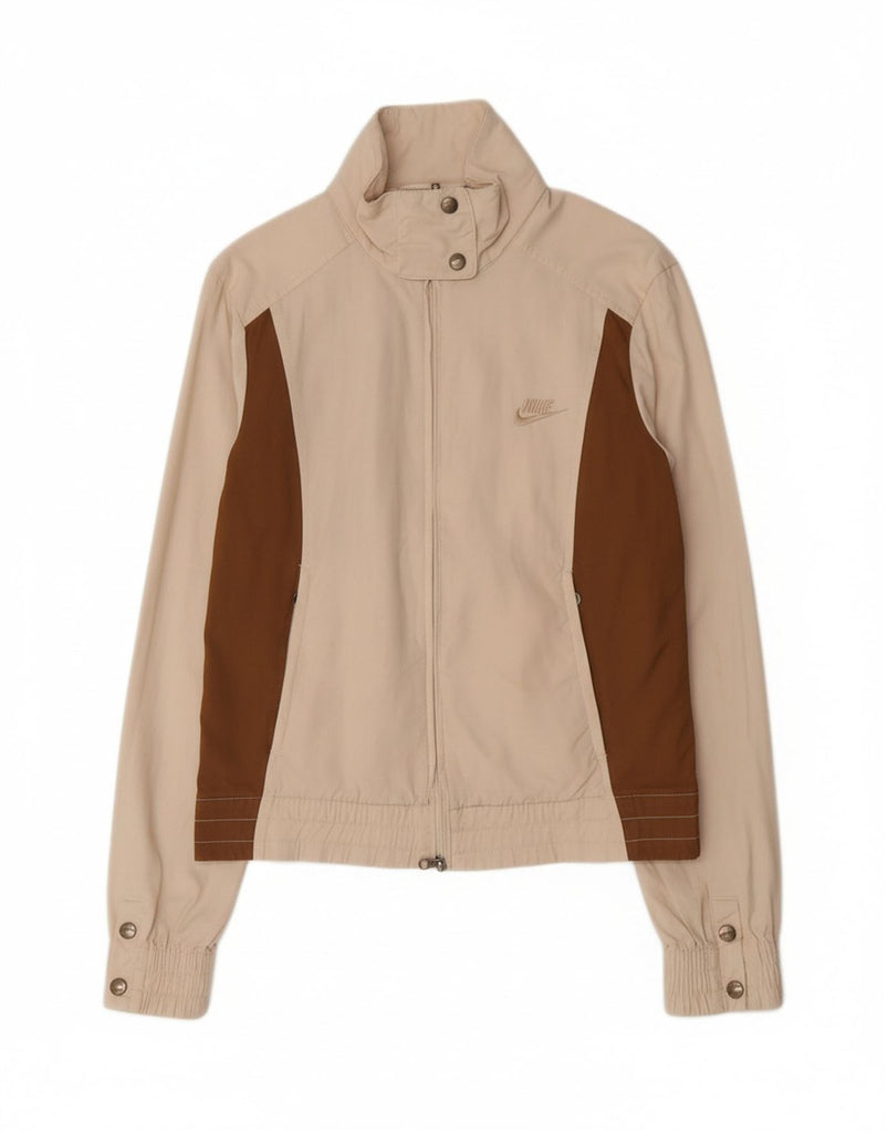 NIKE Womens Bomber Jacket UK 14/16 Large Beige Colourblock Cotton Vintage Nike and Second-Hand Nike from Messina Hembry 