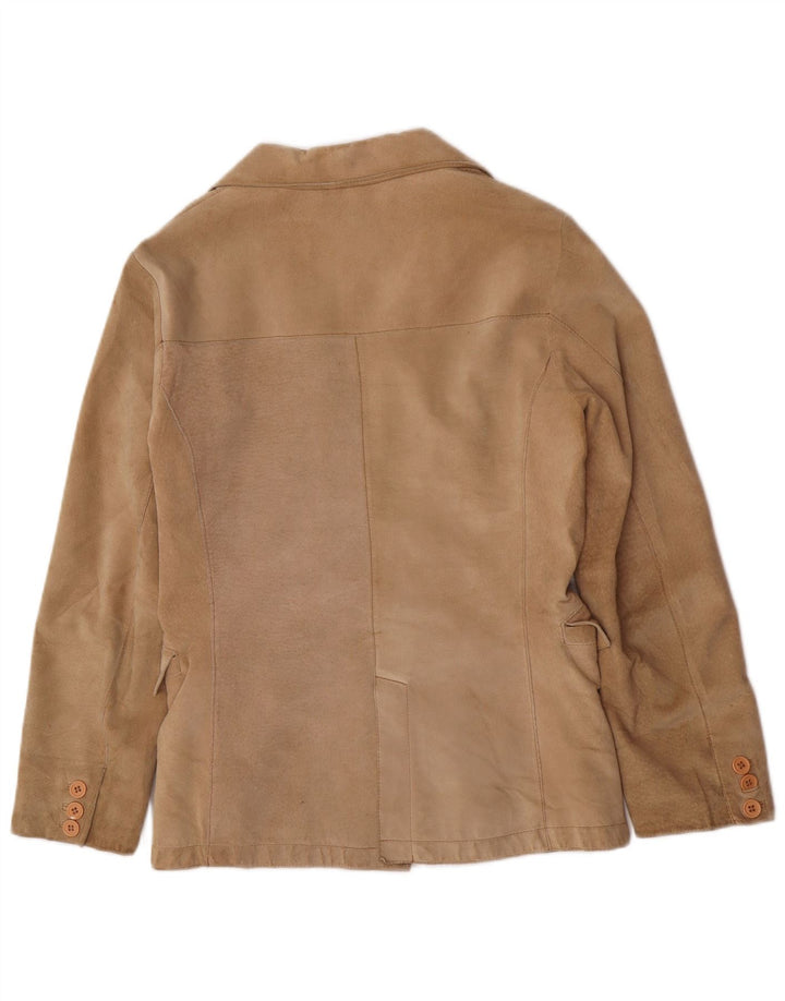 Conbipel Womens 2 Button Suede Blazer Jacket IT 48 XL Beige Leather