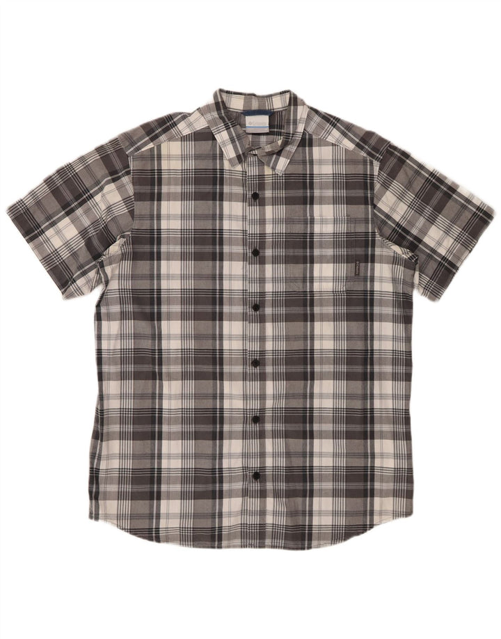 Columbia Mens Short Sleeve Shirt Medium Grey Check Cotton