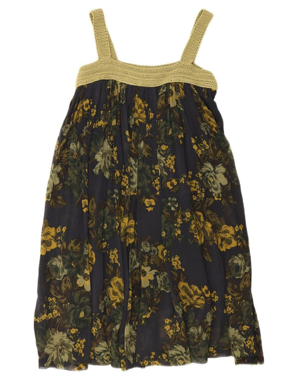 Vintage Womens Sundress UK 8 Small Navy Blue Floral