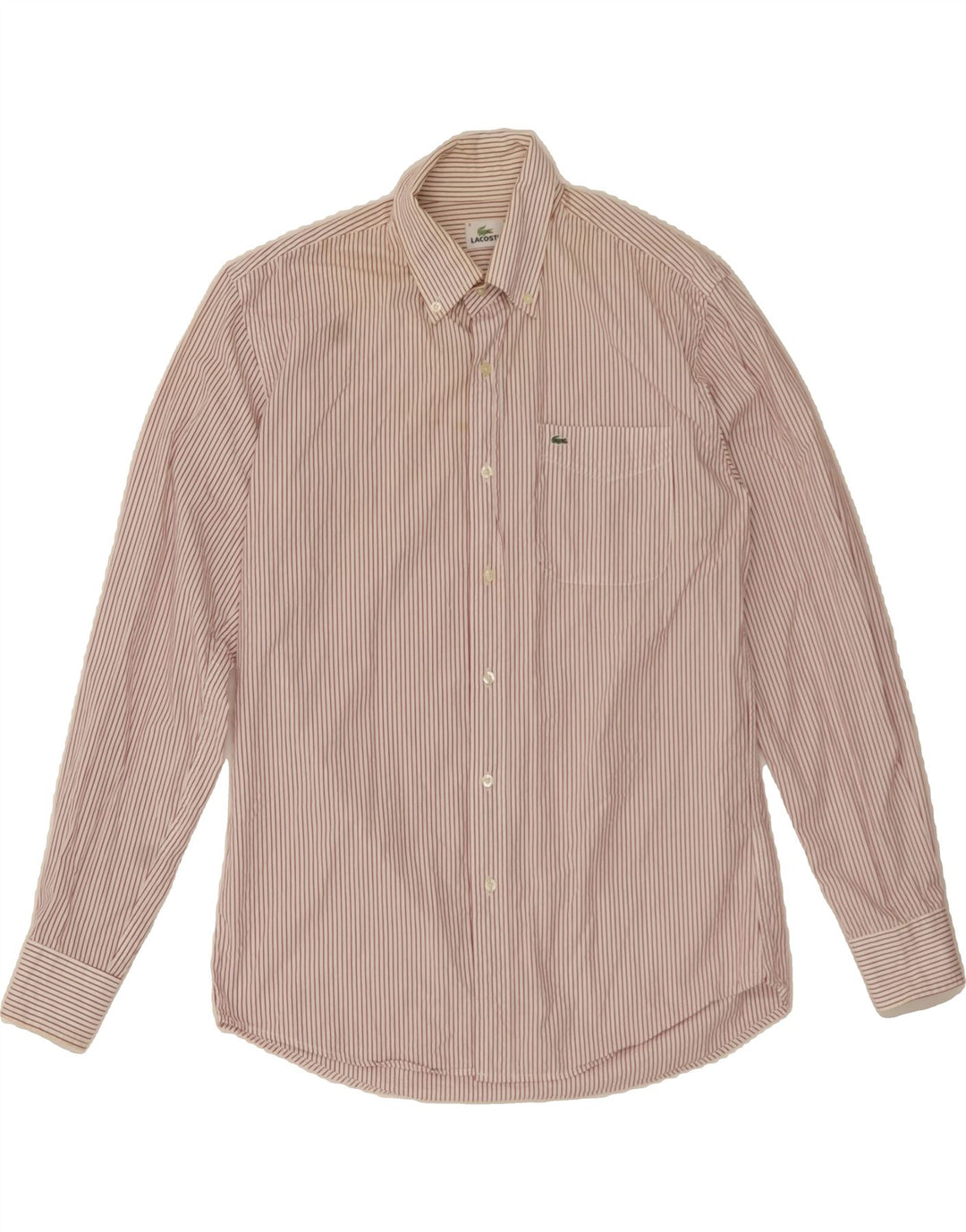 LACOSTE Mens Shirt Size 3 mall Maroon Pinstripe Cotton Vintage Lacoste and Second-Hand Lacoste from Messina Hembry 