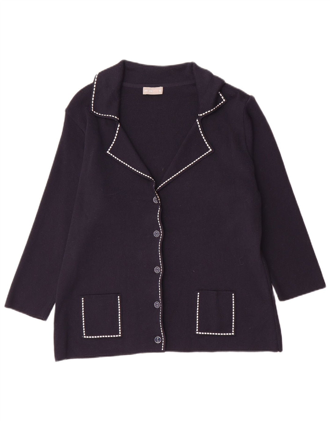 Marks & Spencer Womens Per Una Cardigan Sweater UK 16 Large Navy Blue