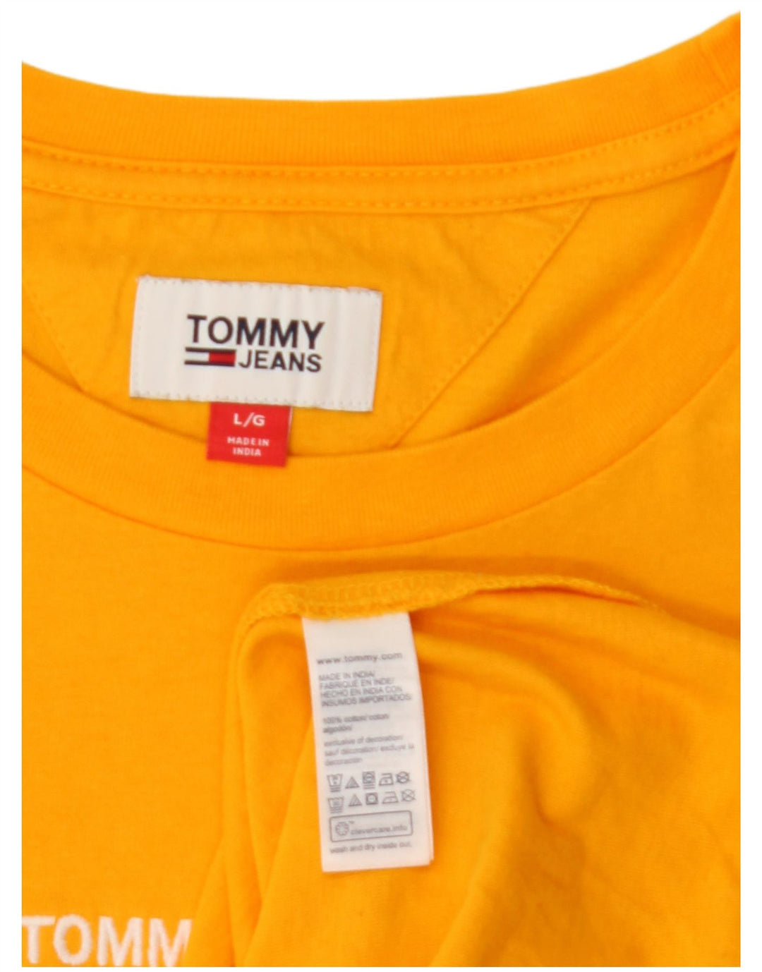TOMMY HILFIGER Mens T-Shirt Top Large Yellow Cotton