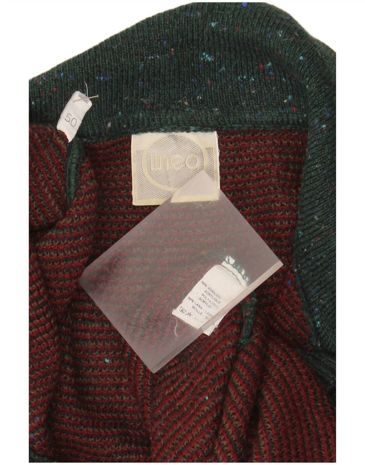 LINEA Mens Polo Neck Jumper Sweater IT 50 Medium Green Argyle/Diamond