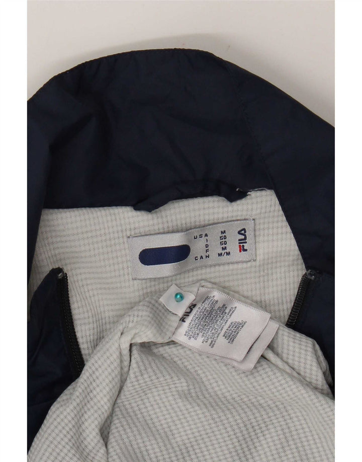 Fila Mens Graphic Tracksuit Top Jacket Medium Navy Blue Colourblock Nylon