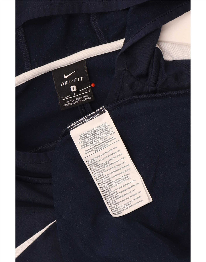 Nike Mens Dri Fit Hoodie Jumper Small Navy Blue Colourblock Polyester