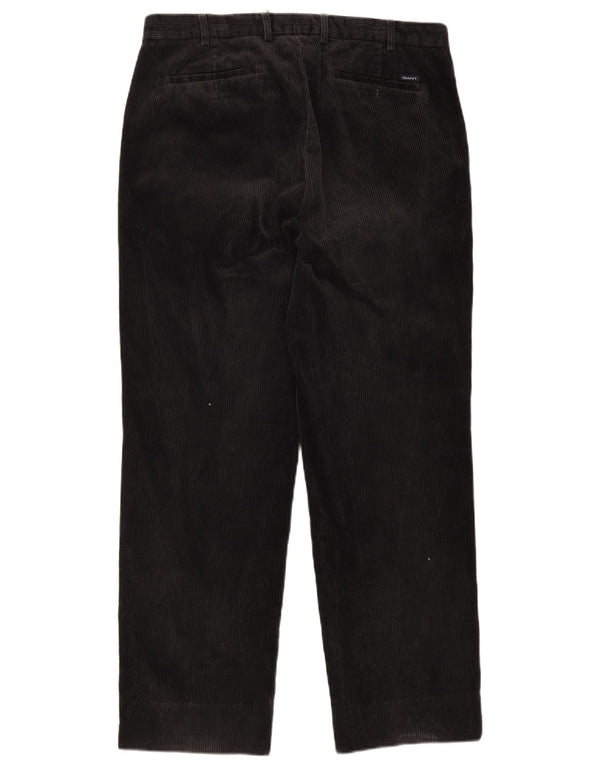 Gant Mens Straight Corduroy Trousers W36 L32 Black Cotton
