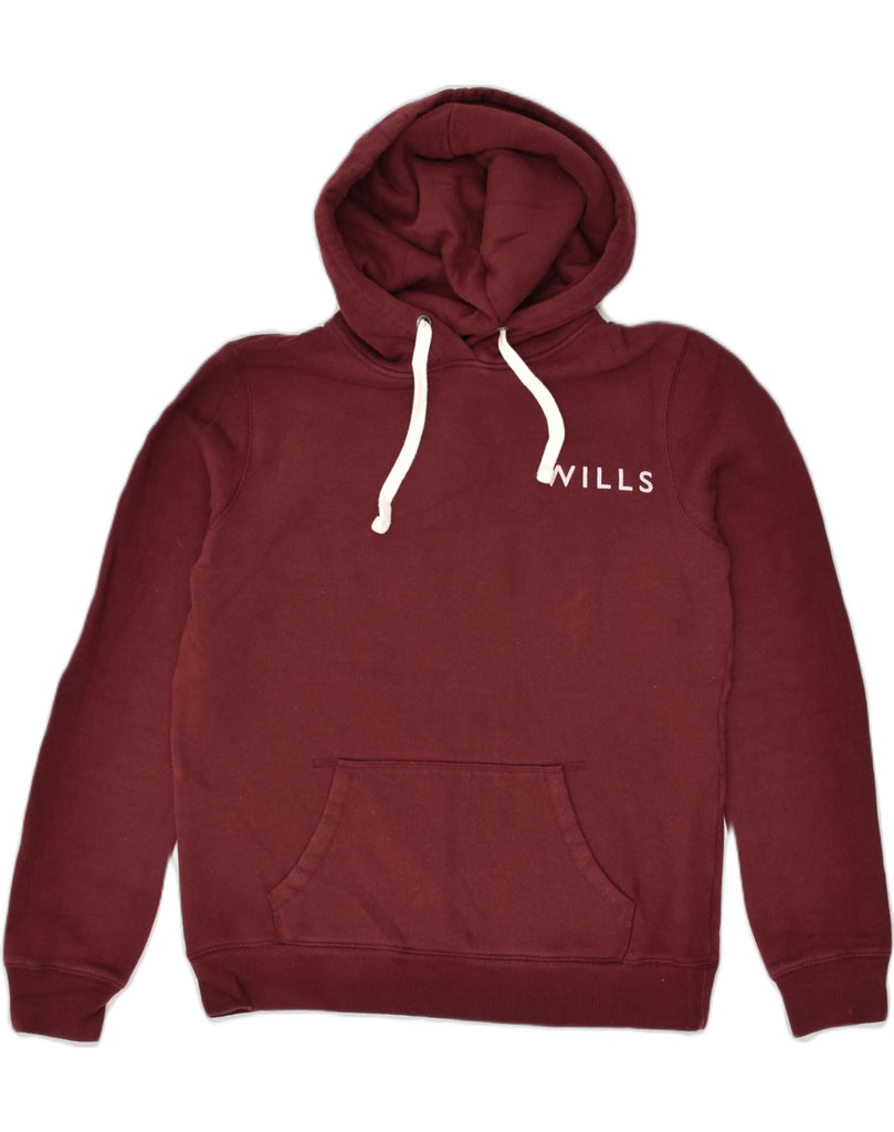 JACK WILLS Womens Graphic Hoodie Jumper UK 10 Small  Burgundy Cotton | Vintage Jack Wills | Thrift | Second-Hand Jack Wills | Used Clothing | Messina Hembry 