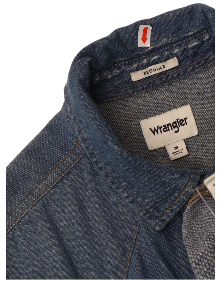 Wrangler Mens Denim Shirt Medium Blue Cotton