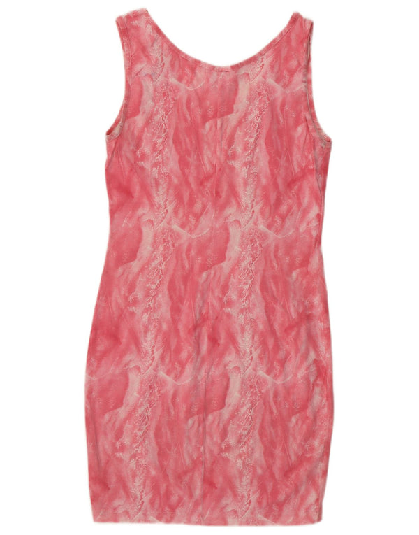 Stefanel Womens Sleeveless Bodycon Dress UK 8 Small Pink Tie Dye