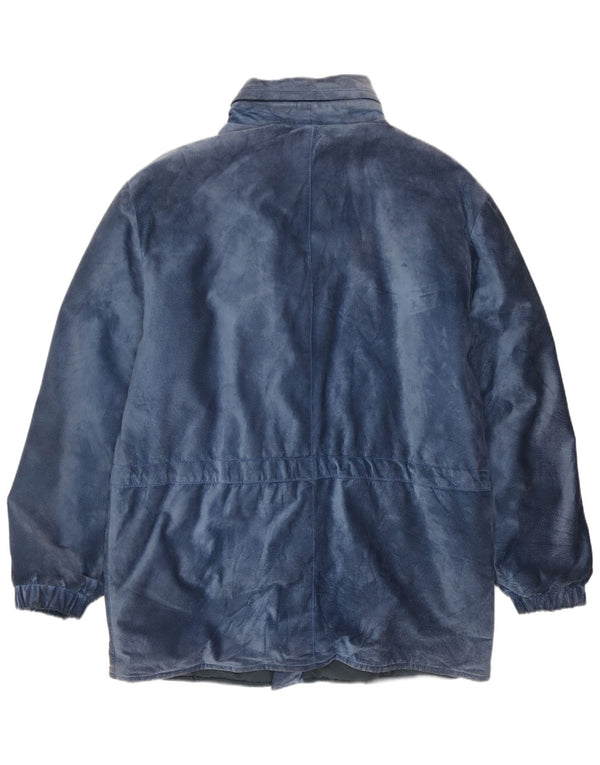 Vintage Mens Suede Jacket IT 50 Large Blue Modal