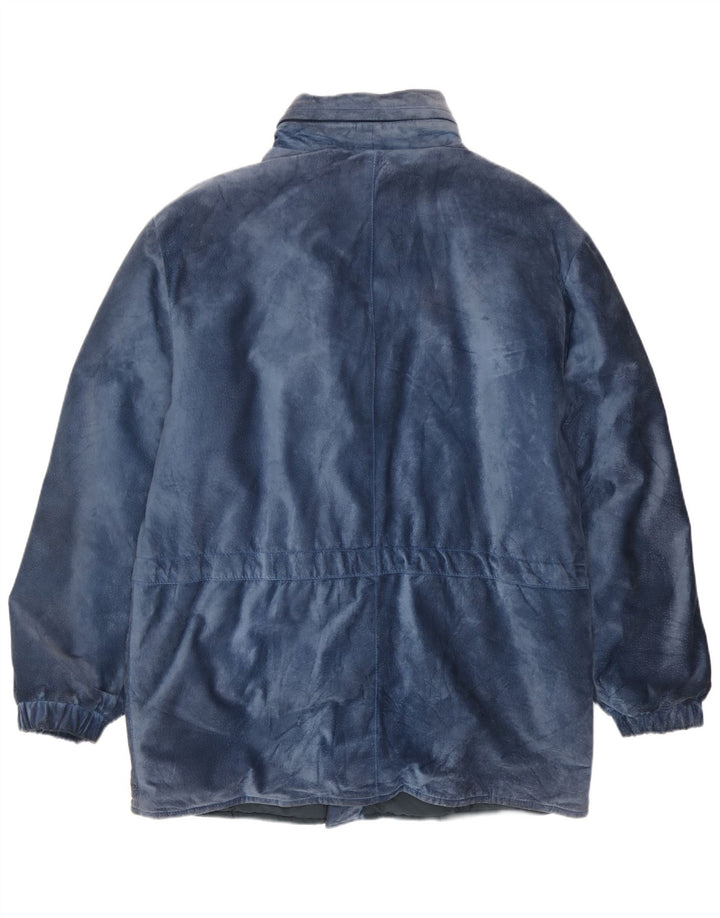 Vintage Mens Suede Jacket IT 50 Large Blue Modal