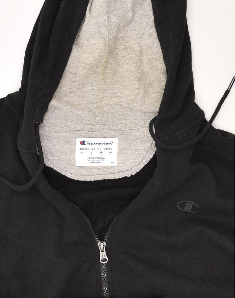 CHAMPION Mens Zip Hoodie Sweater Large Black Cotton | Vintage Champion | Thrift | Second-Hand Champion | Used Clothing | Messina Hembry 