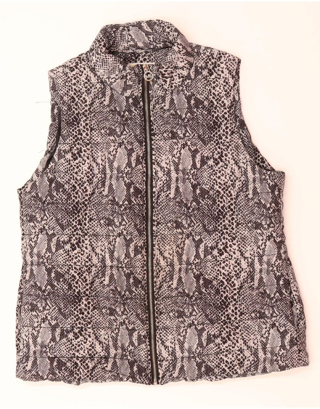 MICHAEL KORS Womens Padded Gilet UK 16 Large Grey Animal Print Polyester Vintage Michael Kors and Second-Hand Michael Kors from Messina Hembry 