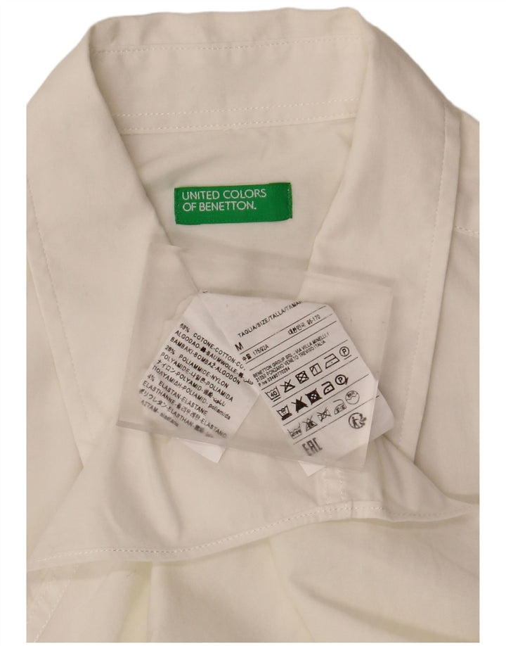 Benetton Mens Shirt Medium Off White Cotton